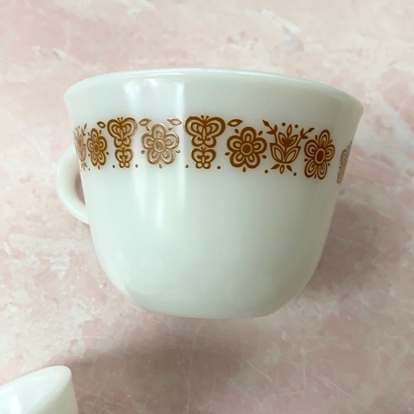 Vintage Pyrex Brown Floral Tea/Coffee Cups 7oz - Picture 6 of 13